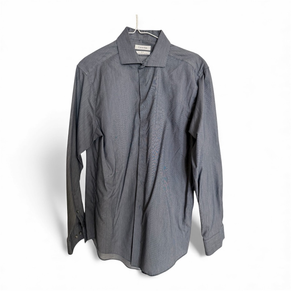 Calvin Klein Slim Fit Long Sleeve Dress Shirt Blue (16 - 32/33)